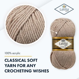 Lavita Chells Soft Acrylic Yarn Bundle - 3 Pack of 100gr/3,5oz Crochet Yarn for Crocheting and for Knitting Sweaters, Scarves, Accessories & Home Decor - Non-Scratchy Knitting Yarn, 555 Yard