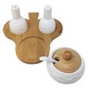 Ceramic Condiment Set with Bamboo Base – Salt and Pepper