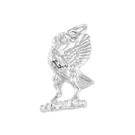 jewellerybox Sterling Silver Liver Bird on Branch Charm
