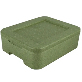 2 x W1 Thermal Box Green for 1 Menu Tray | Polystyrene | Reusable Menu Box Transport Container for Catering and Delivery Services