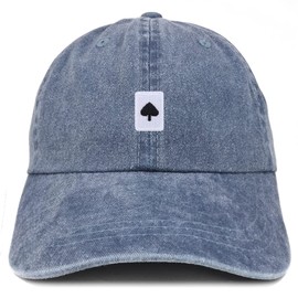Trendy Apparel Shop Spade Playing Card Patch Pigment Dyed Washed Baseball Cap - Navy
