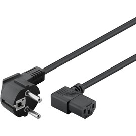 Goobay 96042 IEC Cable 1.5 m / 90 Degree C13 IEC Socket & Protective Contact Plug / Universal PC Monitor PC Power Cable C13 Angled Plug Power Cable / Black / 1.5 m