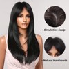 Allbell Long Black Layered Wigs for Women Long Straight Wig