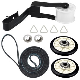 4392065 Dryer Repair Kit with 349241T Drum Roller Kit, 691366 Idler Pulley and 341241 Belt by Techecook - Replacement for Whirlpool & Kenmore Dryers - Replaces 587636 AP3098345 wed4815ew1 ned4655ew1