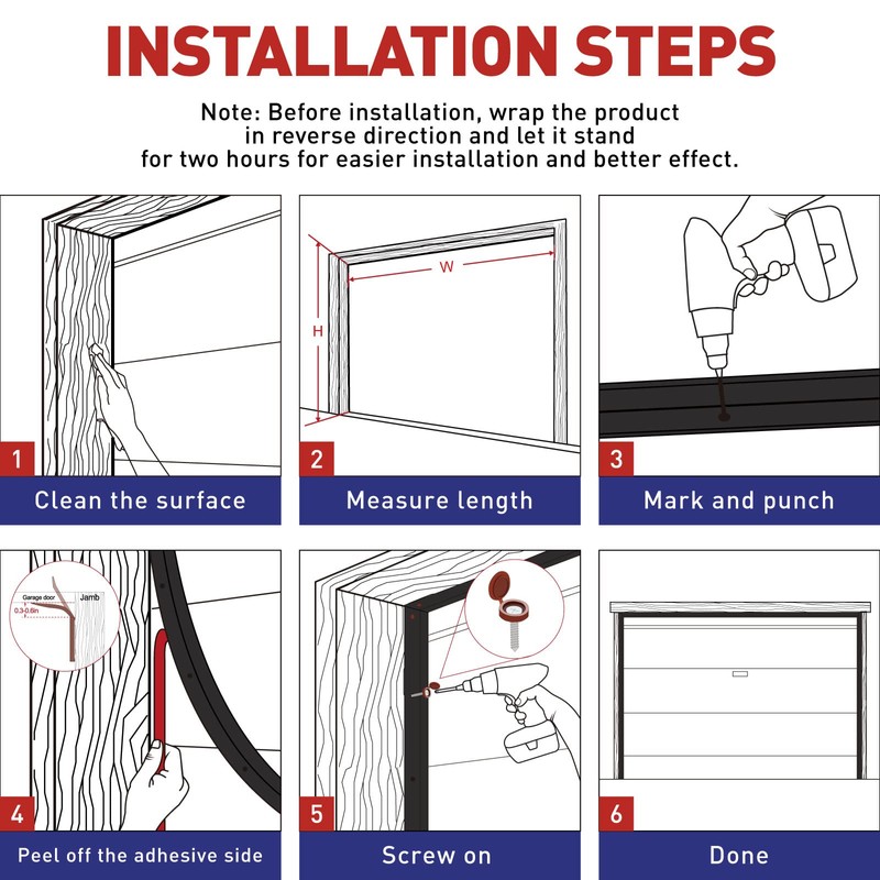 FOSLUOC Garage Door Seal Top and Sides Seal Strip Black