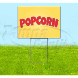 Popcorn (18" X 24") Yard Sign, Quantity Discounts, Multi-Packs, Includes Metal Step Stake, Bandit Sign