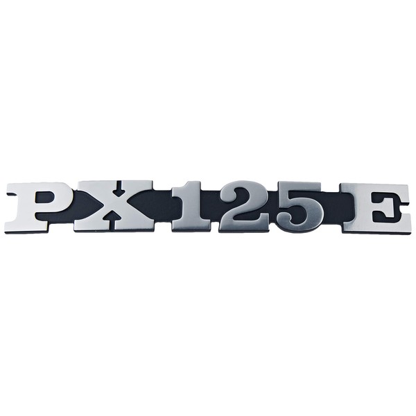 RMS Emblem/lettering “PX 125 E” for Vespa side panel PX 125-2 pins 158x20 mm hole spacing 105 mm
