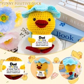 UVIBEW Dad Gifts from Daughter Son Funny Duck Ideas Dad Birthday Gift Gag Gifts for Papa Daddy I Duck Love You Gift Emotional Crochet Animals Positive Ducks
