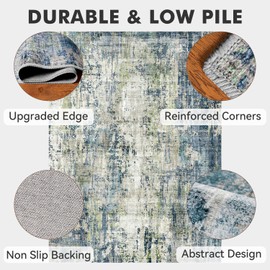 5x7 Rugs for Living Room Area Rug Carpet-Rugs for Bedroom Machine Washable Area Rugs Living Room Rug Non Slip Carpet for Dining Room Modern Abstract No Pile Durable Rug