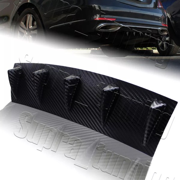 SUPRA_TUNNING 1X Carbon Style Rear Lower Bumper Diffuser 5Fin Spoiler