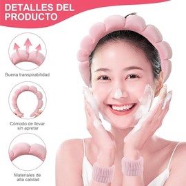12 PCS Diademas Skincare Spa, Diademas Faciales Mujer, Diadema de Esponja para Lavar Cara, Muñequera para Cuidado de Piel,Bandas de Lavado de SPA, Bandas para Cabello