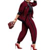 SOMTHRON Women's Houndstooth Print 2 Piece Outfit Zip Up Long