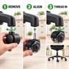 5-Pack 2-Inch Office Chair Caster Wheels, M10/M11 x 22 mm