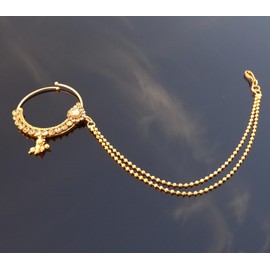 Women's Indian Wthnic Nose Ring Wedding Bridal Hoop Nath Woman Jewelry Golden