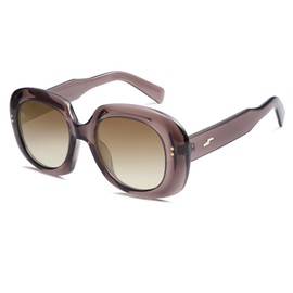 SOJOS Sunglasses for Women & Men, Round, Thick, Polarized Lens, Trendy, Oversized Shades SJ2317 (SJ2317, Grey/Brown)