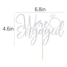 AROKIPPRY - Decoración para tartas de compromiso, letrero de anillo comprometido, decoración para tartas de compromiso, despedida de soltera, decoración de fiesta temática de compromiso de boda, flash dorado (plata)