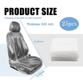 VKQTS 25PCS Disposable Car Seat Covers,Portable Disposable Seat Covers for Cars to Avoid Car Seats Contact with Dust,Transparent Automotive Seats Cover Cars Accessories (25PCS)