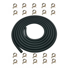 YAMAKATO 10 Feet 1/4 Inch ID Fuel Line Hose for Kawasaki Kohler Briggs & Stratton Small Gas Diesel Powersports Engines and Generators w/ 20 Clamp Rubber Black