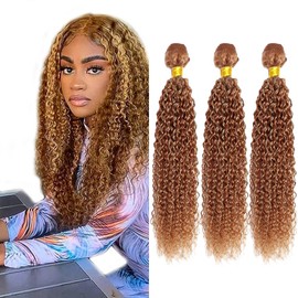 Highlight Brown Human Hair Color 27 Honey Blonde Curly Bundles Human Hair P2730 Bundles Silky Soft Remy Hair Highlight Honey Blonde Kinky Curly Hair Weave 24 26 28 inch