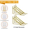EZYDECOR Shelf Brackets Gold Brackets for Shelves 8 Inch Metal