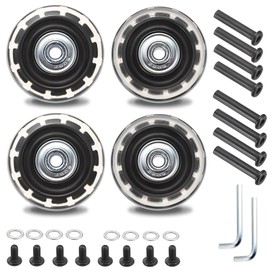 OwnMy 50mm x 17mm Clear Luggage Wheels Replacements Set of 4 Mute Suitcase Replacement Wheels with Screws Axles Bearings, Rotatable Rubber Luggage Replacement Wheels Silent Suitcase Swivel Wheels Kit