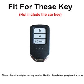TECART Leather Car Key Covers Protector Key Case fit for Honda Odyssey City Jazz XRV Venzel HRV CRV Accord 3 Buttons Smart Key Shell Key Fob Holder Case with Bling Crystal Keyring accessories A black