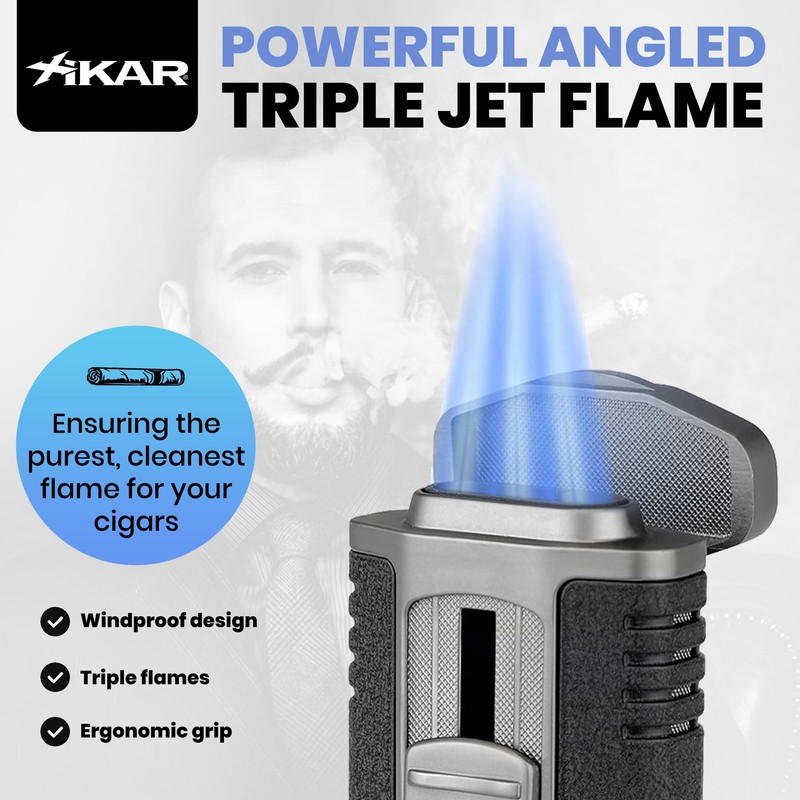 Xikar Tactical Triple Power Jet Flame Lighter, Engineered for Performance,
