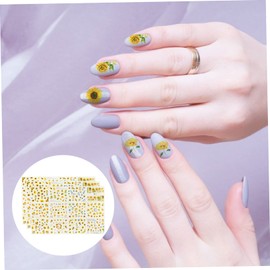 SAFIGLE 3 Sheets Sunflower Nail Decals Charming Nail Art Stickers for DIY Manicure Quick Application for Parties and