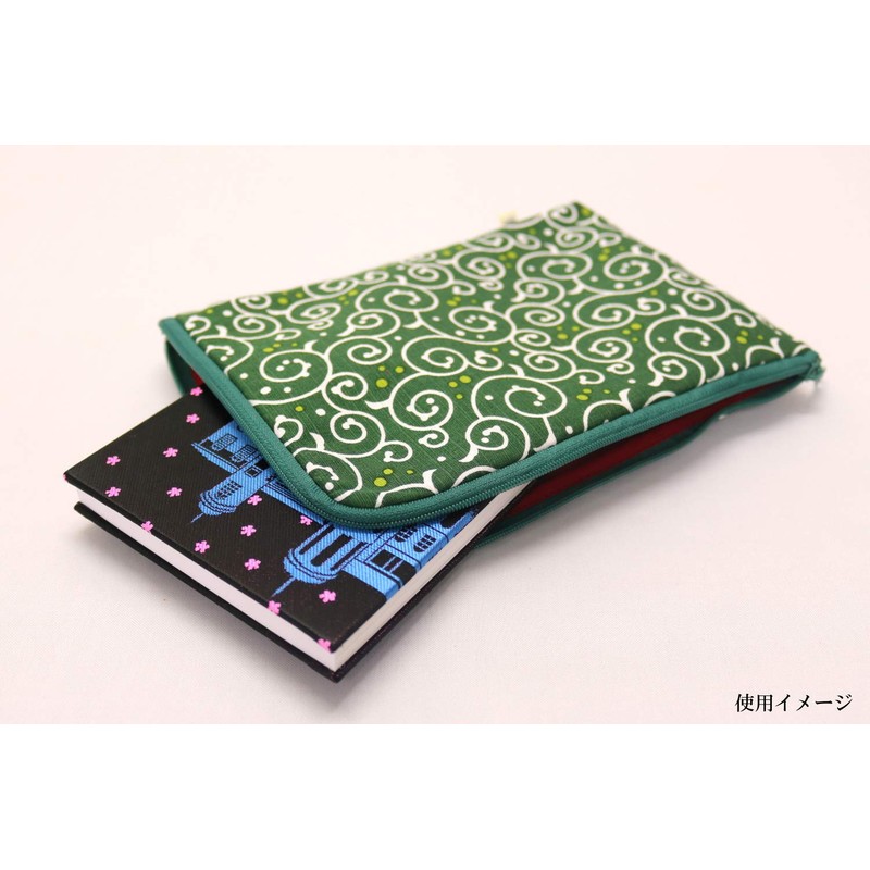 Keisui Dot Arabesque Goshuin Book L-Shaped Pouch, Green