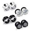 Qmcandy 8pcs Stainless Steel Cubic Zirconia Tunnels for Ears Single