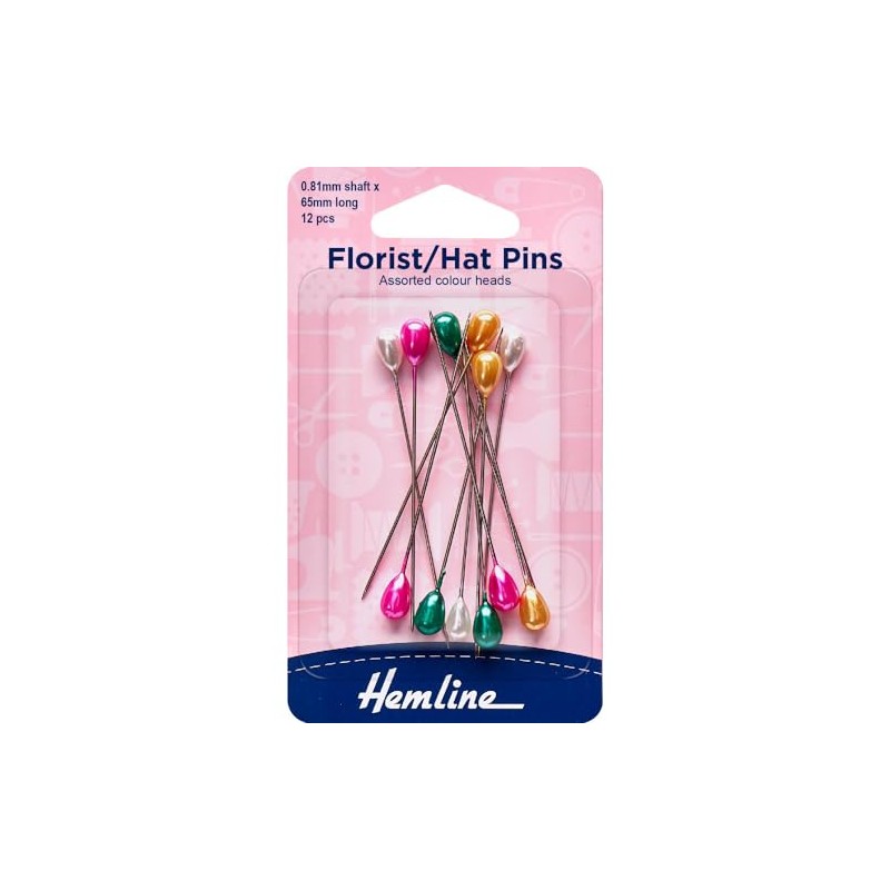 Hemline H711.AC | Multi-Coloured Florist/Hat Pins | 35mm | 12