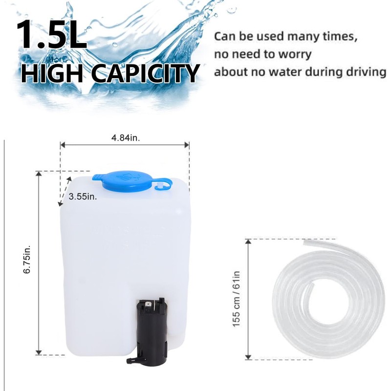 Wadoy Universal Windshield Washer Pump Reservoir Kit 99300 Fluid Reservoir