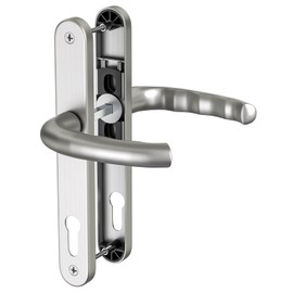 GANZTECH 1 Set Nickel UPVC 304 Stainless Steel Door Handle, 92 mm PZ (Centre), Back Plate 243 mm, 210 mm Screw on Screw, Nickel Replacement PVC Door Handle