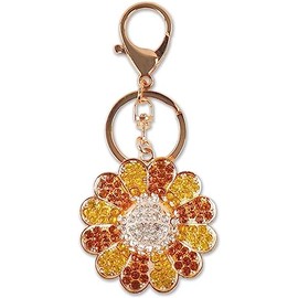 Yellow Sunflower Keychains for Women and Girls Bling Crystal Decorations Keychains for Car Keys Rhinestone Purse Charms Fun DIY Backpack Accessories Gift to Friends Family