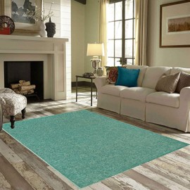 Ambiant Pet Friendly Solid Color Area Rug Teal, 2' x 3'