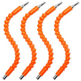 PRIDE&CRAFT 4 Pcs Superbit Screwdriver Soft Shafts, Twists 360 Degrees Drill Extension Tool, Universal Super Bit Drill Connection-Orange