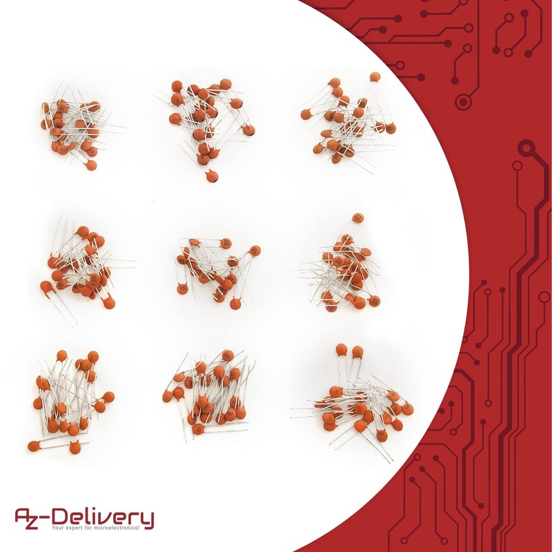 AZDelivery 5 x Capacitor Assortment Ceramic Capacitors 1000 Pieces 50