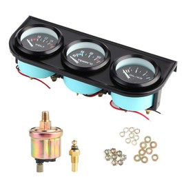 3in1 Car Meter, 8‑16V Voltmeter, 40‑120℃ Water Temp Meter, 0‑7kg Oil Pressure Gauge Kit, Universal 1/8in NPT 52mm/2in Car Meter