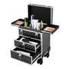 LyeXD Rolling Makeup Train Case with Sliding Drawers, Aluminum Cosmetic