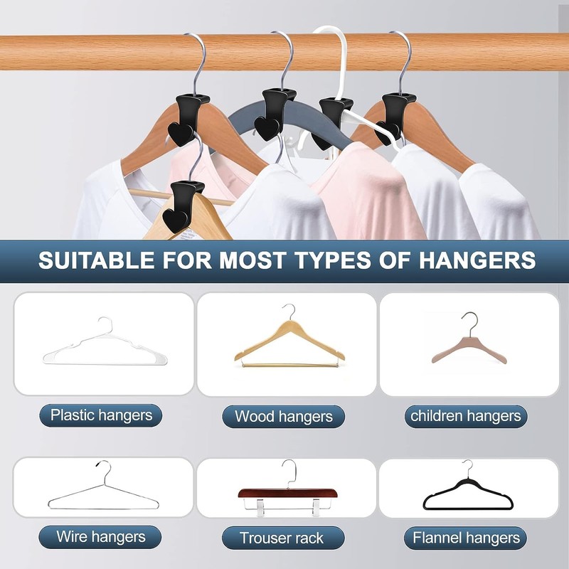 20 Pcs Space Saving Heart Hanger Connector Hooks Space Hanger