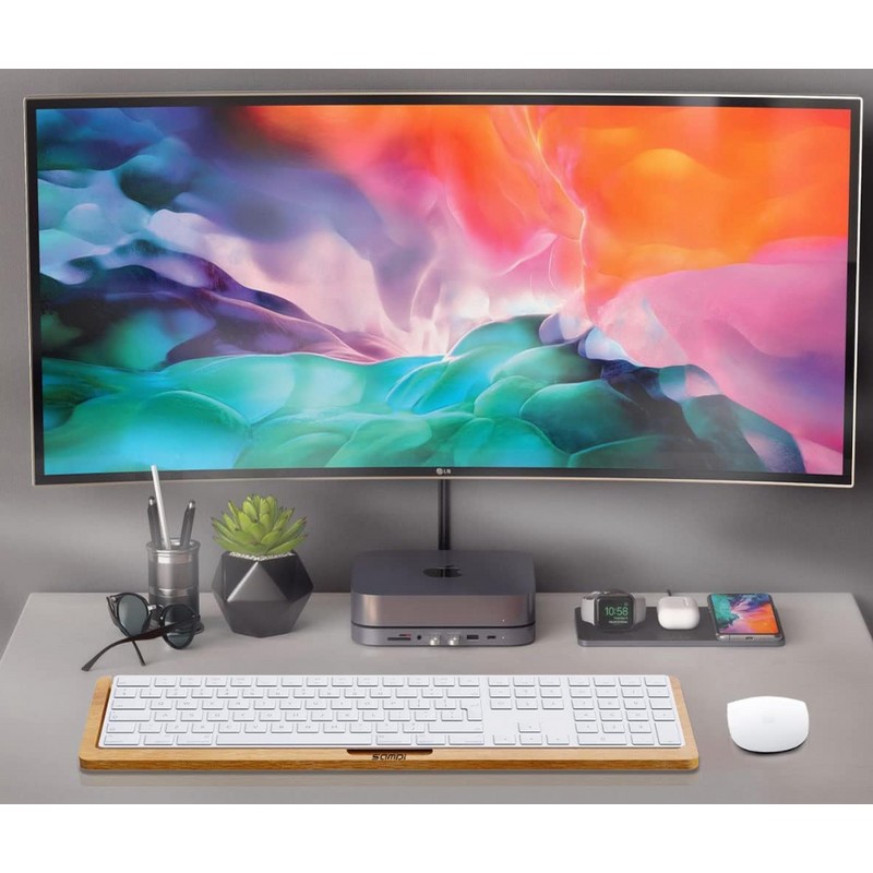 SAMDI Wood Keyboard Tray Holder Magic Keyboard with Numeric Keypad