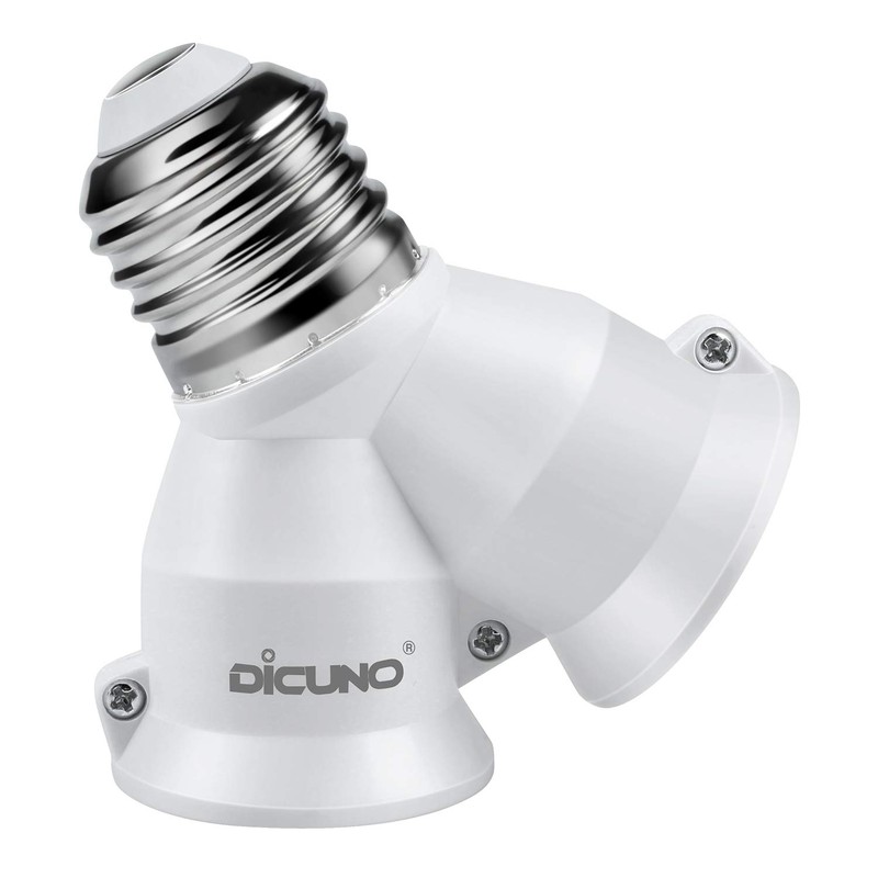 DiCUNO E26 Screw Adapter 2-Branch Socket E26→E26 Extension Socket Set
