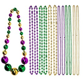 13 Pcs Mardi Gras Beads Necklaces, Party Costume Necklace, Multi Colors Beaded Necklaces for Mardi Gras Party, St Patrick's Day Party, Carnival Party, Parade (Mardi Gras Style 1)