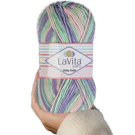LaVita Baby Batik 100% Acrylic Yarn – Soft – Hypoallergenic - Anti-Pilling – Gradient Yarn for Knitting & Crocheting Baby Items Super Saver Yarn Pack - 10.5 oz - 144 Yards (BY08)
