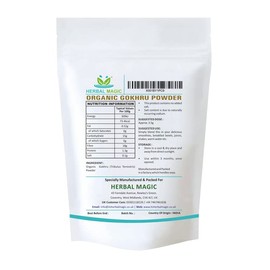 Herbal Magic's Organic Terrestris Powder/Gokhru Powder - Revered Herb in Ayurveda - Free from Fillers Artificial Colour Flavour & Preservatives of&G UK Organic Certified