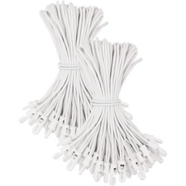 WMZOBH Bungee Cord with Hooks, Pack of 100, Expander with Hooks, 25 cm, Tarpaulin Tensioner, Rubber Tensioner with Hooks for Camping Tarpaulin (White)