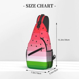 LOSTORCHI Cute Cartoon Watermelon Crossbody Sling Bags for Women Men Watermelon Background with Black Seeds Travel Sling Backpack Casual Shoulder Bag Tropical Summer Fruit Gym Sports Hiking Daypack