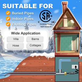 MAXKOSKO Self Regulating Heating Cable from Inside the Pipe, CSA Certified Freeze Protection for Water Supply Pipes, Suitable for Jet Pump and Submersible Pump Applications, 15Ft 120V