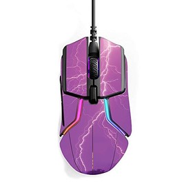 MightySkins Skin Compatible with SteelSeries Rival 600 Gaming Mouse - Purple Lightning | Protective, Durable, and Unique Vinyl wrap Cover | Easy to Apply, Remove, and Change Styles | Made in The USA