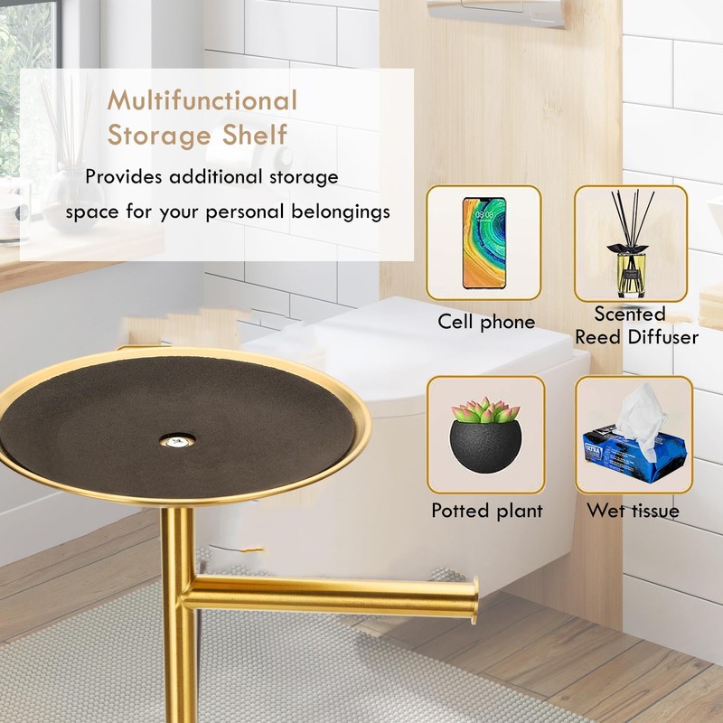 Kalitro Toilet Paper Holder Freestanding with Big Shelf, 4 Rolls